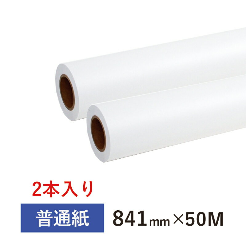 普通紙ロール 841mm（A0幅）×50M　2インチ紙管（1箱2本入り）インクジェットロール紙 CAD用紙 大判インクジェット用紙 大判プリンター用紙 プロッター用紙 EPSON エプソン Canon キヤノン hp