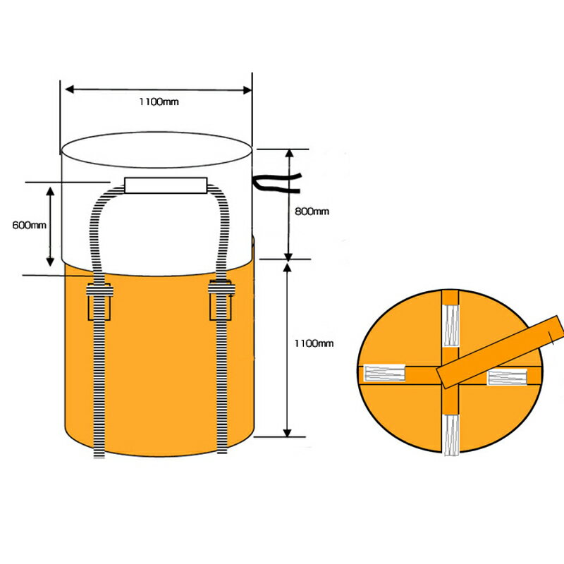 フジテックス フレコンバック フレキシブルコンテナバッグ Aタイプ (10枚入り) 耐荷重1t （反転ベルトあり UVあり） 丸型 直径1100×1100mm 反転ベルト付き トンバック・トン袋