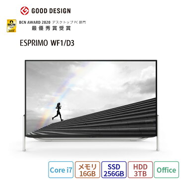 【全品ポイント5倍♪キャンペーン実施中】【送料無料】デスクトップパソコン office付き 新品 おすすめ 富士通 FMV ESPRIMO FHシリーズ WF1/D3 【FH77/D3ベースモデル】 Core i7・TV機能・メモリ16GB・SSD 256GB+HDD 3TB・Blu-ray・Office搭載モデル RK_WF1D3_A009