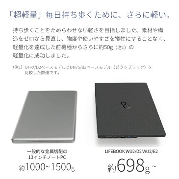 【全品ポイント5倍♪キャンペーン実施中】【送料無料】ノートパソコン office付き 新品 おすすめ 富士通 FMV LIFEBOOK UHシリーズ WU2/D2【UH90/D2ベースモデル】 Core i7・メモリ8GB・SSD 256GB・Office搭載モデル RK_WU2D2_A007