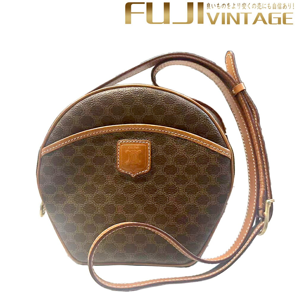 美品 CELINE セリーヌ マカダム ブラゾン トリオンフ ロゴ 柄 レザー 本革 ミニ ショルダーバッグ(4)