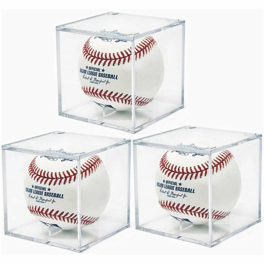 野球ボールケース サインボールケース 3個セット UVカット仕様 アクリル製 硬式/軟球野球ボール対応 コ..