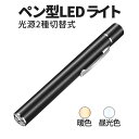 【限定P5倍】ペンライト LED ライト 2色 光源 昼光色 電球色 小型 ハンディ 懐中電灯 USB 充電 磁石 マグネット クリップ キャンプ アウトドア ...
