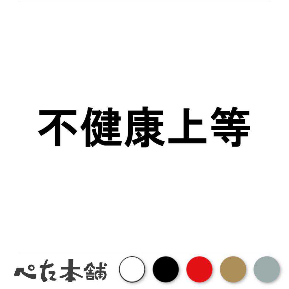 カッティングステッカー 不健康上等 暴飲暴食 酒 タバコ 肥満 病気 生活習慣病 不摂生 若者 車 バイク おもしろ 漢字 特大 大きい