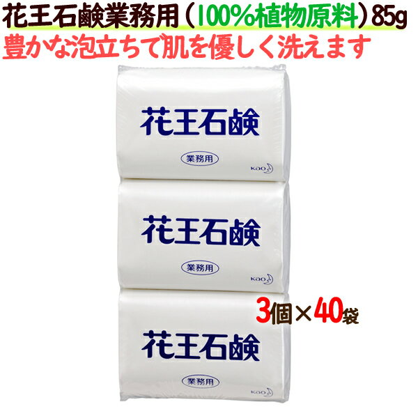 【ポイント5倍 要エントリー】花王 石鹸業務用 85g　120個（3個×40パック）／ケース　植物原料100%