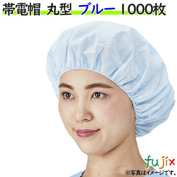 衛生キャップ　衛生帽子　帯電帽 丸型　ブルー　1000枚（50枚×20袋）／ケース