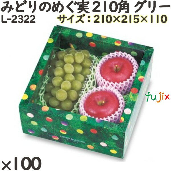 ぶどう 化粧箱 L-2322 みどりのめぐ実 210角 グリーン 100個(10×10)/ケース フルーツ用 ギフト用 ギフトボックス 紙箱 果物箱 贈答用 青...