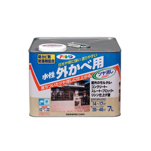 アサヒペン 水性外かべ用 ツヤ消し 7L ホワイト【北海道・沖縄・離島配送不可】
