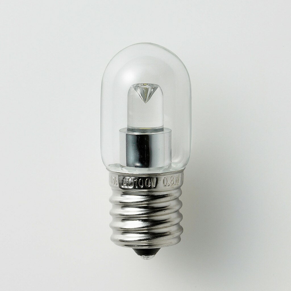 ●光源にはLEDを使用していますので、消費電力が少ない省エネタイプです。■交流電源：100V 50/60Hz共用■口金：E17■サイズ：全長48X外径20(mm)■質量：11g■定格入力電流：0.01A■定格消費電力：0.8W■設計寿命：30,000時間■全光束：35lm■光色：電球色相当■屋内用