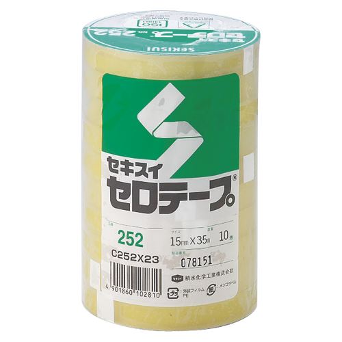 ●品番：252N 15×35テープ厚：0.051mmテープ：天然セルロース粘着材：天然ゴム使用巻芯：古紙使用。寸法(巾×長)：15mm×35m