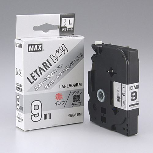 （まとめ買い）マックス ビーポップ ミニ用テープ 艶消銀/赤文字 LM-L509RM 00006646 〔3個セット〕【北海道・沖縄・離島配送不可】