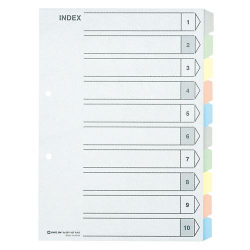 （まとめ買い）キングジム カラーインデックス5色10山 A4縦型 907-10Y 00049856 〔10冊セット〕【北海道・沖縄・離島配送不可】のサムネイル