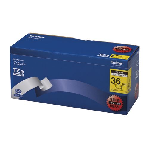 （まとめ買い）ブラザー ピータッチテープ36mm黄/黒(5個入) TZE-661V 00009851 〔×3〕【北海道・沖縄・離島配送不可】