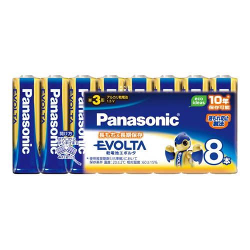 （まとめ買い）パナソニック エボルタ単3 8個パック シュリンク LR6EJ/8SW 00073809 〔×3〕【北海道・沖縄・離島配送不可】