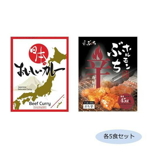 日本のおいしいカレー ビーフカレー＆ホルモンぶち辛カレー 各5食セット【代引不可】【北海道・沖縄・離島配送不可】