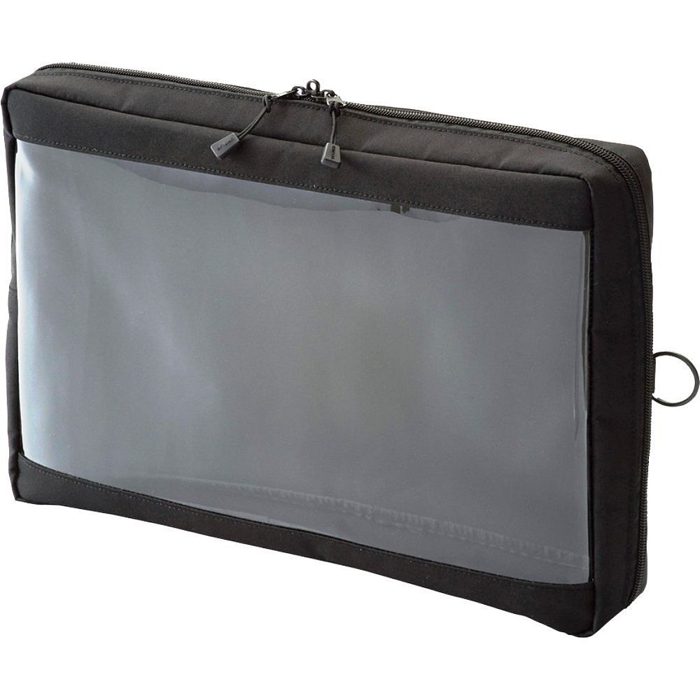 (まとめ買い)リヒトラブ クリヤーボックスポーチ A4 ブラック F-7585-24 〔3個セット〕【北海道・沖縄・離島配送不可】