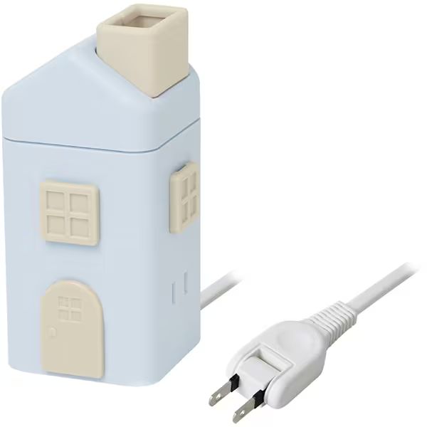 （まとめ買い）ソニック えんとつ屋根のコンセントハウス USBポート付おうち型卓上コンセント ブルー U..