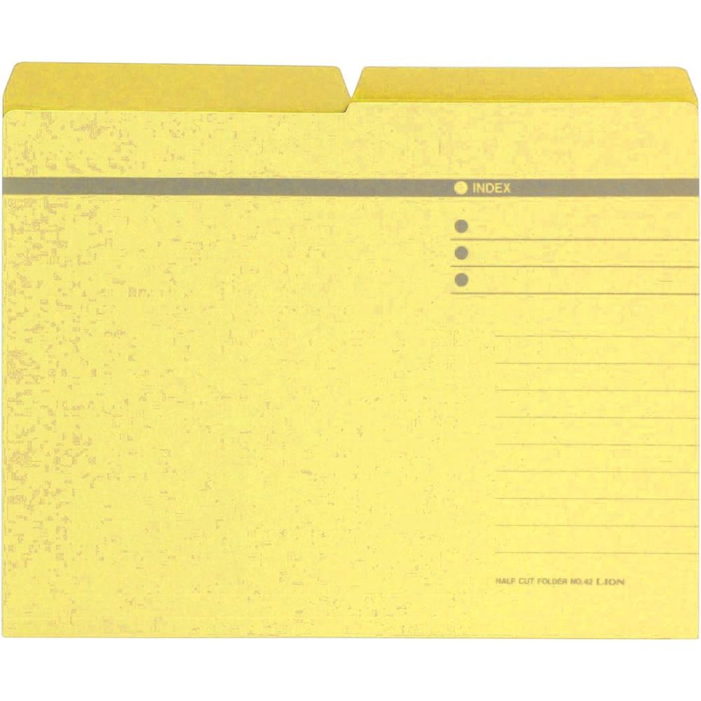 ライオン事務器 ハーフカットフォルダー A4判 No.42-20P 黄 20冊入 132-18 【北海道・沖縄・離島配送不..