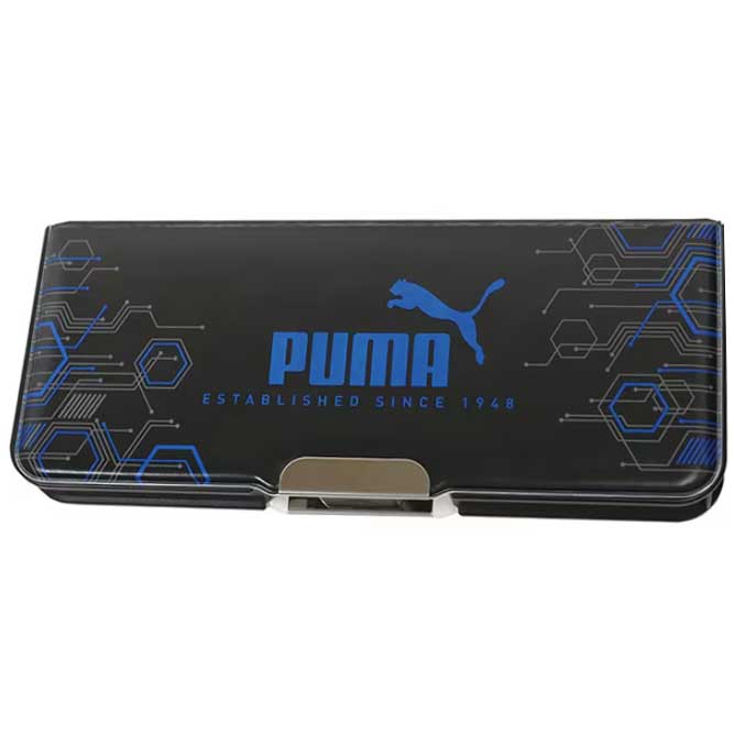 （まとめ買い）クツワ PUMA(プーマ) ピッタントン マグネット筆入れ 2ドア 筆箱 ペンケース ブラック CH053H 〔3個セット〕 【北海道 沖縄 離島配送不可】