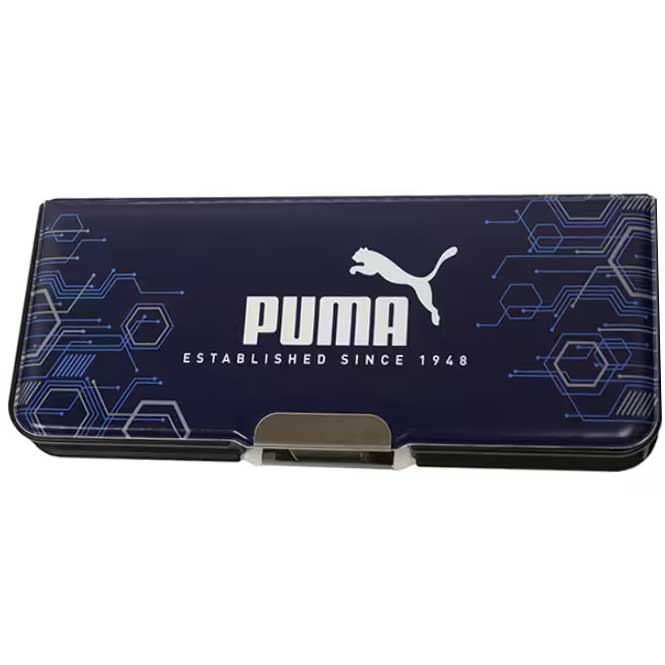 （まとめ買い）クツワ PUMA(プーマ) ピッタントン マグネット筆入れ 2ドア 筆箱 ペンケース ネイビー CH053J 〔3個セット〕 【北海道 沖縄 離島配送不可】