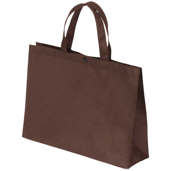 （まとめ買い）サンナップ 不織布バッグ マチ・ボタン付き 横長タイプ 手提げ袋 小 A4横 ブラウン 10枚..