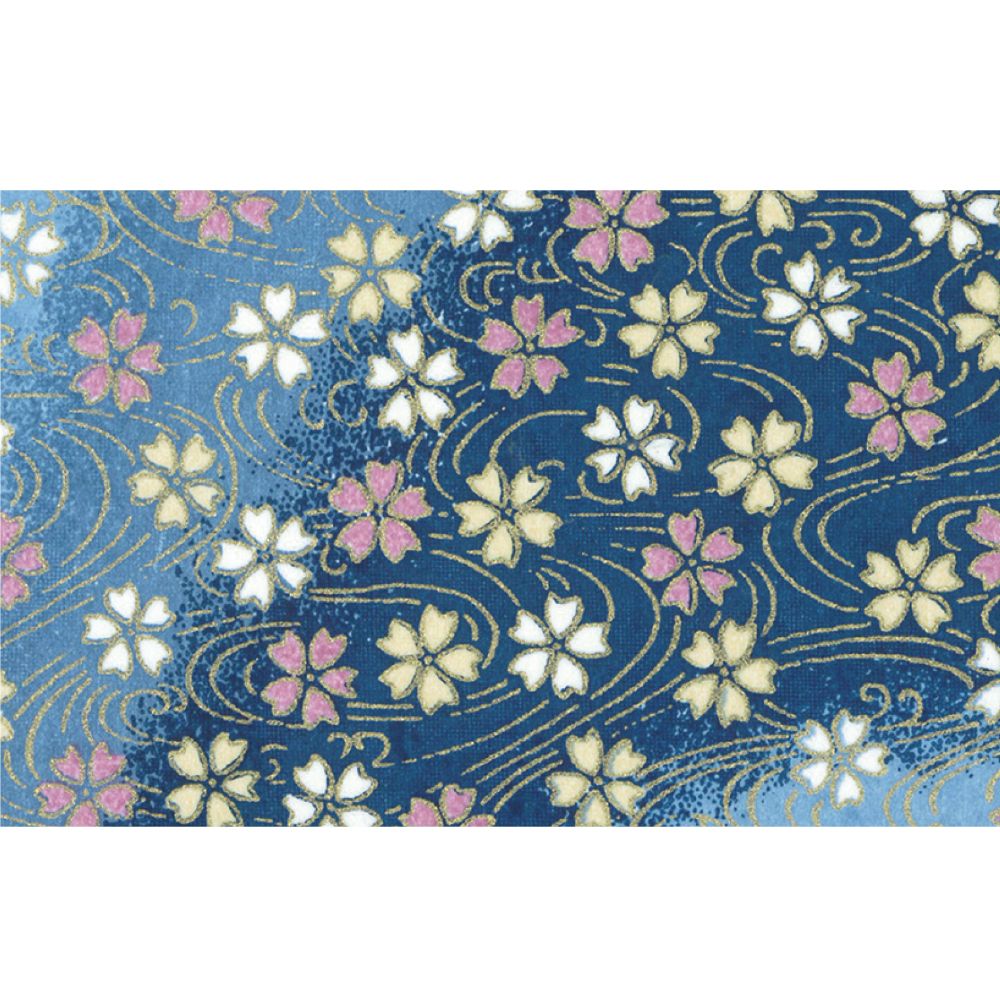 ササガワ 友禅和紙 全判 水紋花・藍 1枚入 31-2611 【北海道・沖縄・離島配送不可】