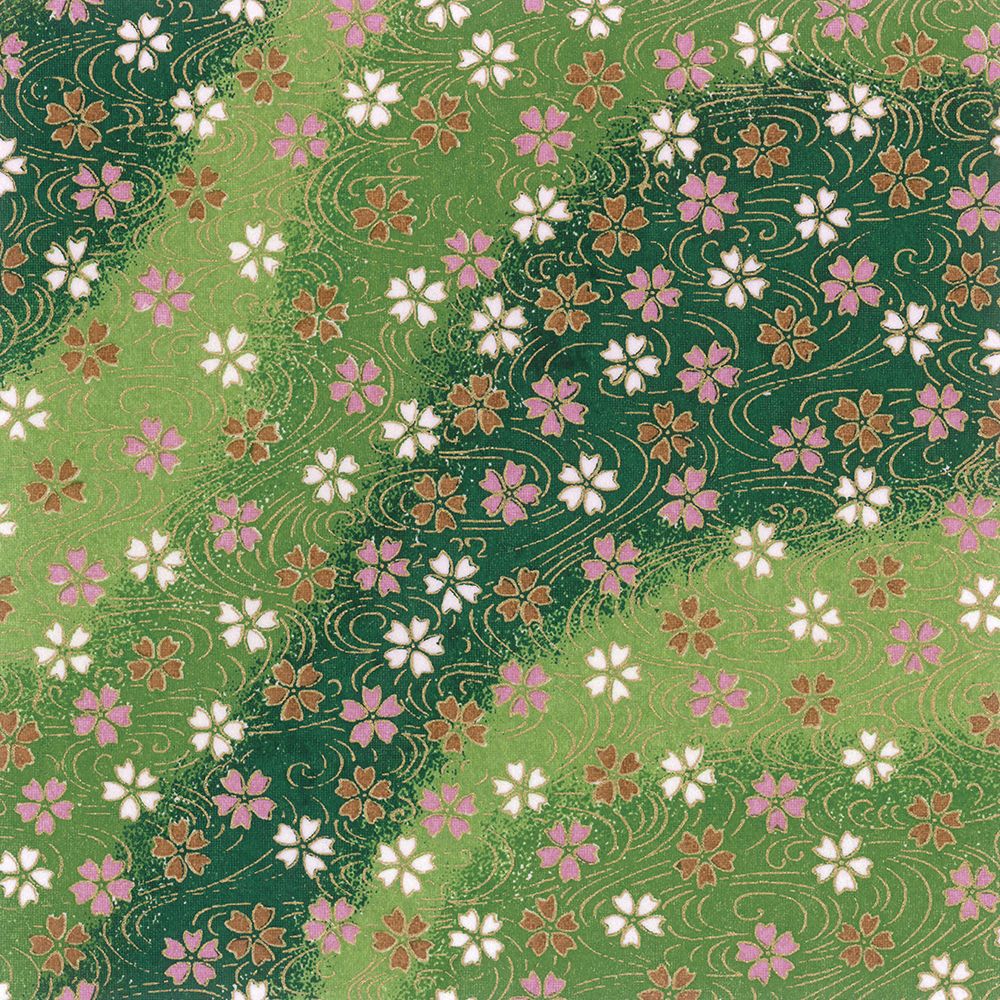 （まとめ買い）ササガワ 友禅和紙 半才判 水紋花・緑 1枚入 31-2712 〔×2〕 【北海道・沖縄・離島配送不可】