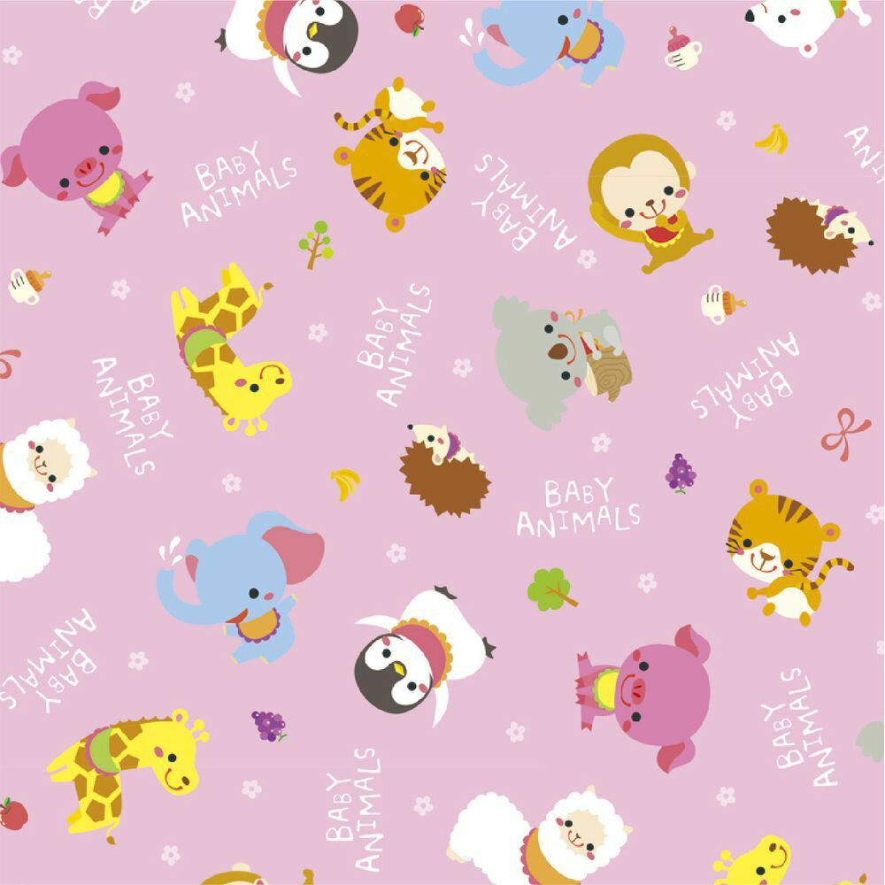 (まとめ買い)ササガワ 包装紙 ベビー・キッズ柄 ベビーアニマル ピンク 半才判 50枚入 49-1303 〔×3〕 【北海道・沖縄・離島配送不可】