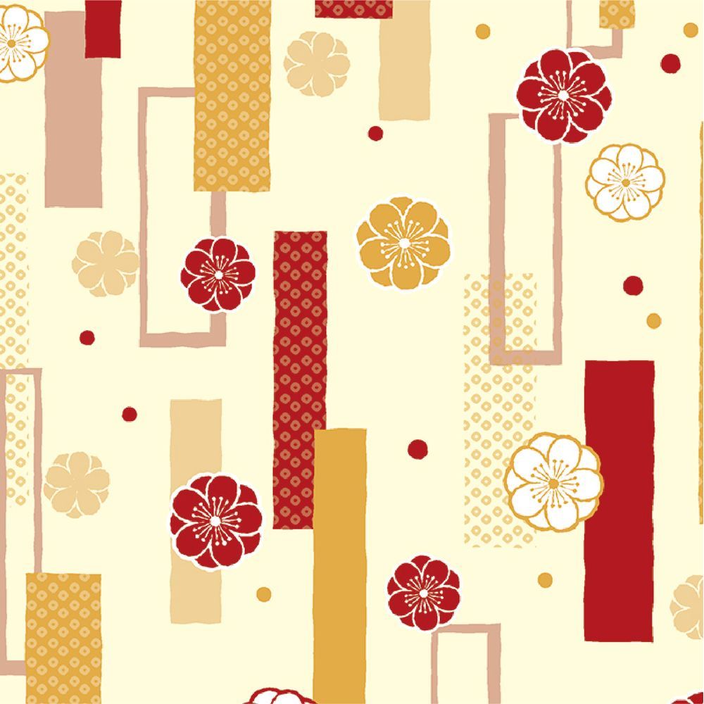(まとめ買い)ササガワ 包装紙 和風柄 梅小町 半才判 50枚入 49-1721 〔×3〕 【北海道・沖縄・離島配送不可】