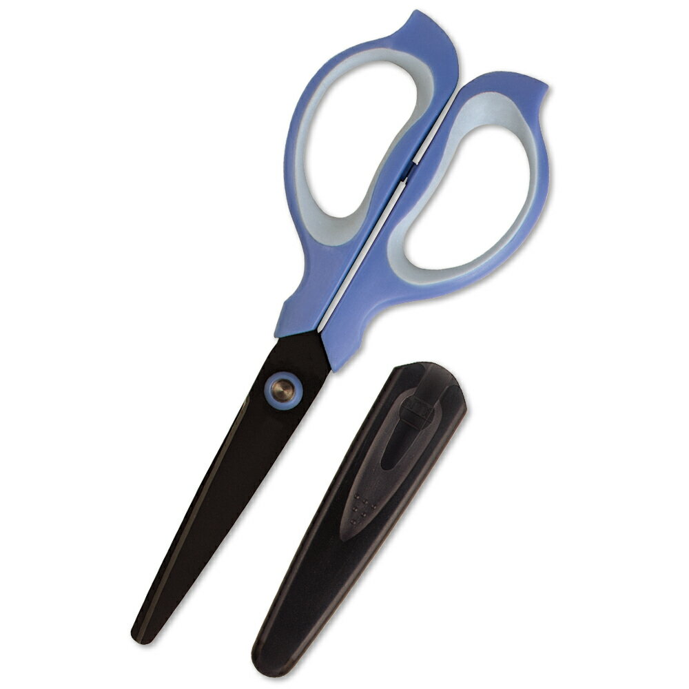 【メール便発送】プラス はさみ フィットカット フッ素コーティング キャップ付き ブルー SC-165SF