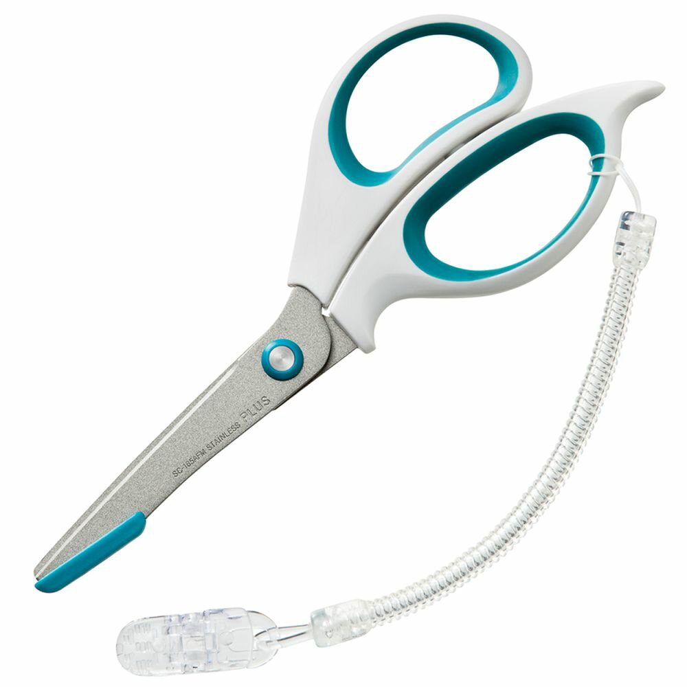 (まとめ買い)プラス はさみ フィットカット ナースハサミ 安全ガイド・ コイルストラップ付き ホワイト/ブルー SC-165AFM 〔3個セット〕 【北海道・...