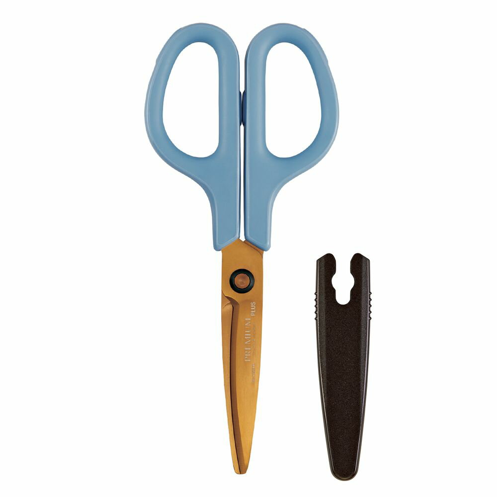 【メール便発送】プラス はさみ フィットカットカーブ プレミアムチタン イージーグリップ ブルー SC-175STN
