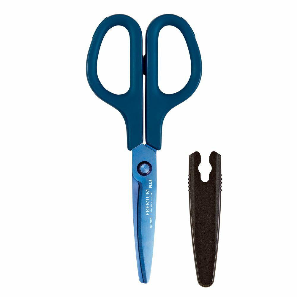 【メール便発送】プラス はさみ フィットカットカーブ プレミアムチタン イージーグリップ ネイビー SC-175STN