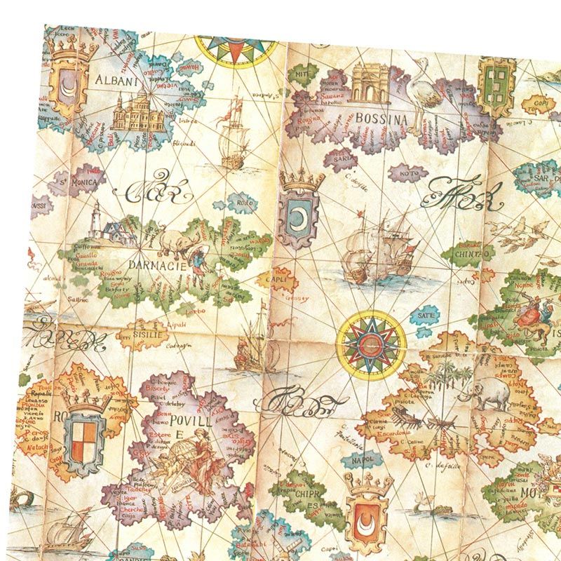 シモジマ HEIKO 包装紙 ファンシー柄 半才 コンパス 50枚 750×505mm ラッピング用品 002403022 【北海道・沖縄・離島配送不可】