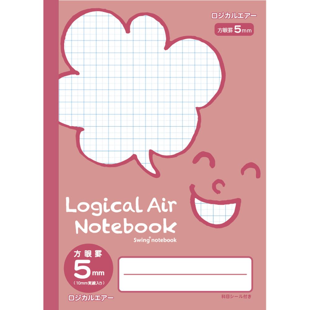 (まとめ買い)ナカバヤシ ロジカル・エアーノート(軽量ノート) 方眼5mm B5 フェイス柄 ピンク HB5-H504-P 〔10冊セット〕 【北海道・沖縄・離...