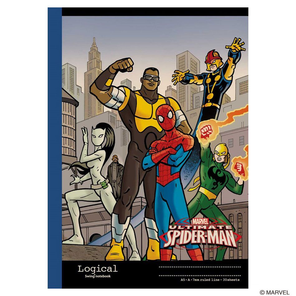 (まとめ買い)ナカバヤシ スイング・ロジカルノート A5 スパイダーマン アメコミシリーズ A罫 30枚 ブラック ノS-129A-D 〔10冊セット〕 【北海...