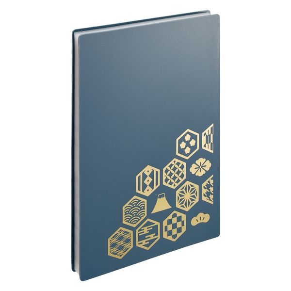 （まとめ買い）リヒトラブ 書き置き御朱印帳 蛇腹ポケット 23ポケット 46枚収容 藍鼠 A-371-11 〔3冊セ..