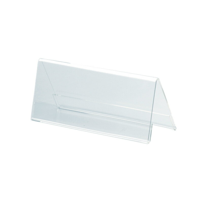 【商品説明】○省スペースでキレイに見せることができるアクリル製のカードスタンドです。○プライスカードやPOP入れに最適です。【詳細】・外寸:W92xD40xH60mm・材質：アクリル・色：クリア・備考：厚み1.5mm， 適合用紙サイズ：W91xH58mm