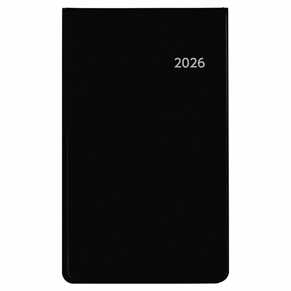 【メール便発送】ダイゴー 手帳 2026年 アポイント 大きな文字シリーズ 1ヶ月ホリゾンタル 縦開き 薄型 手帳（ミニ）サイズ ブラック E8302