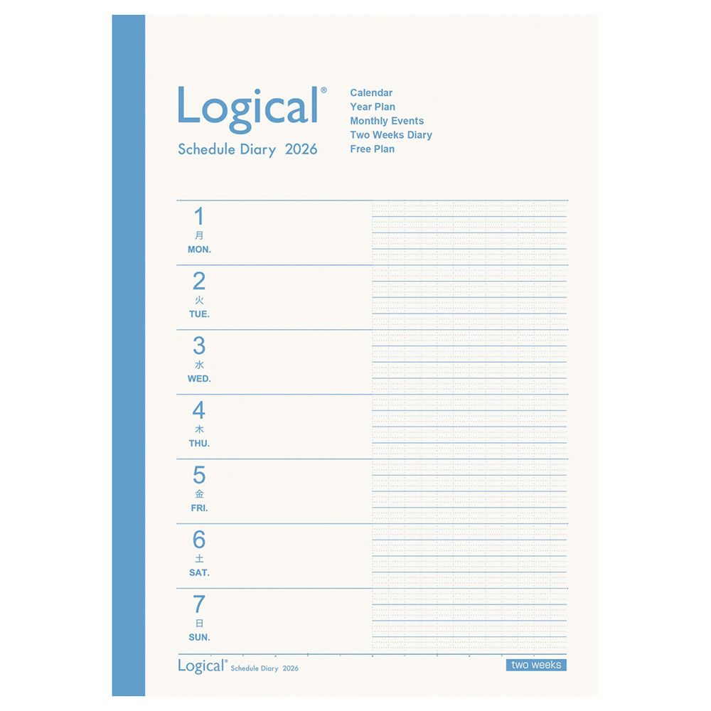【メール便発送】ナカバヤシ 手帳 2026年 ロジカルダイアリー 見開き2週間A A5 ホワイト NS-A504-26AW