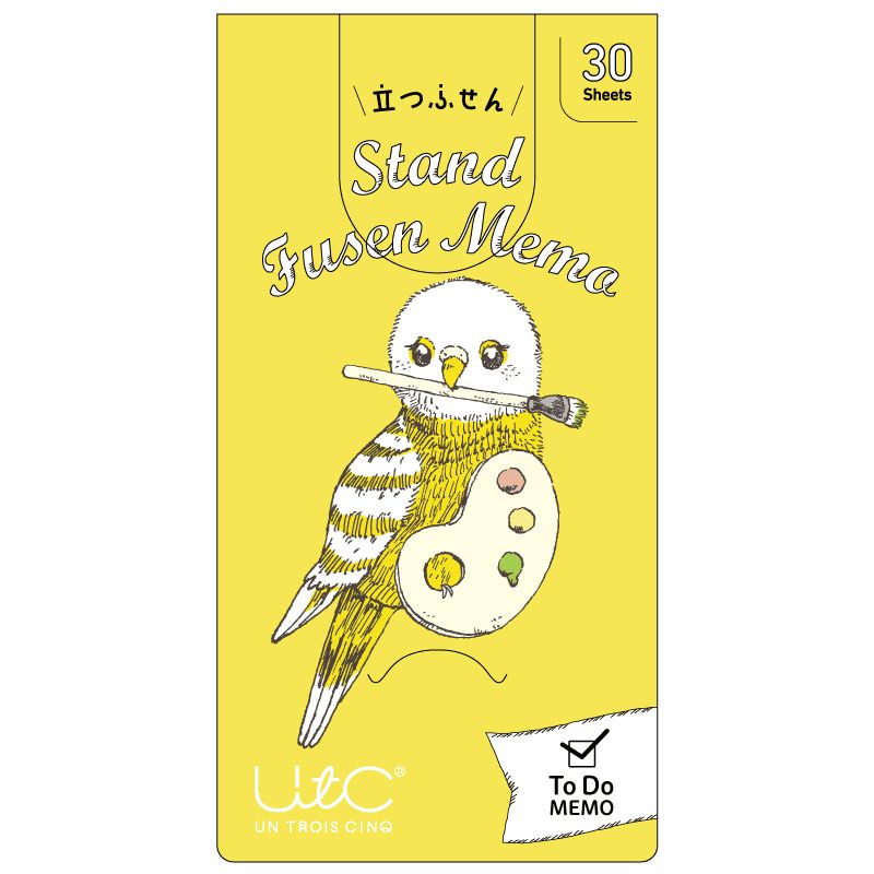 【商品説明】♪スタンド式の台紙が付いた"立てられる"ふせんです。♪表紙をくるっと回して裏表紙に差し込んで立てると、動物たちのイラストがぴょこんと飛び出します。♪立つことで目につきやすくなり、大事なメモや伝言の見逃し防止に役立ちます。「ToDoメモ」は10行あり、たっぷり書き込めます。やることを書き出しておけば絵画を描く芸術家のインコに癒されて、やる気もアップ！※台紙の折り目はしっかりと折り込んでから組み立ててください。 【詳細】・サイズ：サイズ：54×104mm（ふせん50×100mm） ・入数：1個（ふせん30枚）・紙