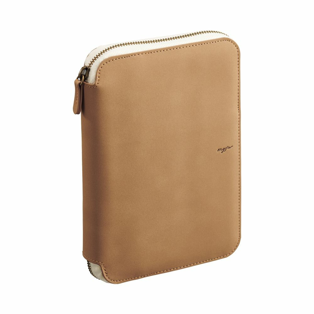 （まとめ買い）リヒトラブ myfa ラウンドジップバインダー ミニ6穴 キャラメルブラウン N3391-9 〔3冊..