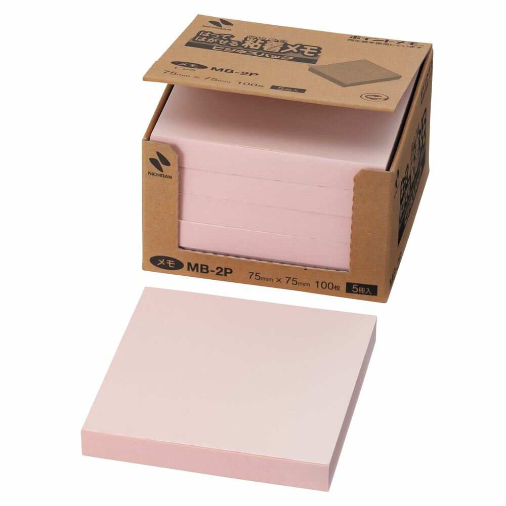 Label Paper - ニチバン ポイントメモ 付箋紙 75×75mm 100枚×5冊入 ピンク MB-2P 【北海道・沖縄・離島配送不可】