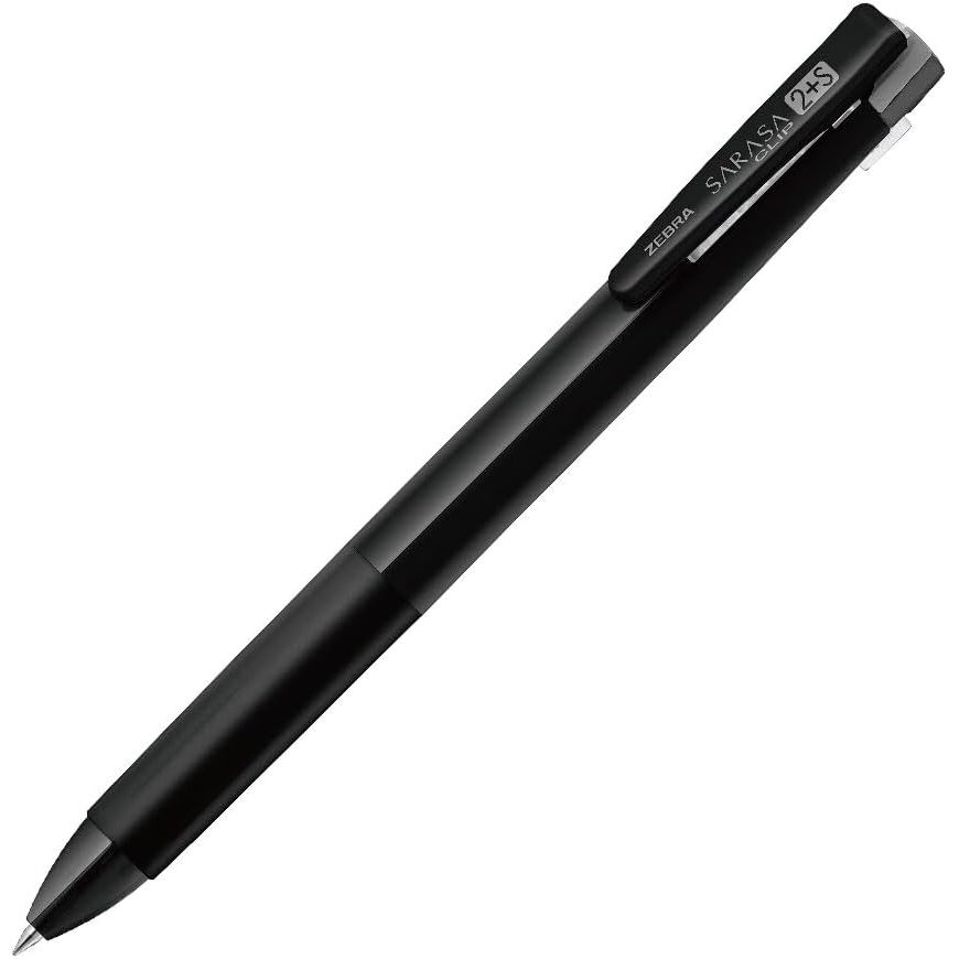 【商品説明】○2色ボールペン（黒赤）＋シャープペンシルの多機能ボールペン。独自に開発した「サイドスプリング機構」を搭載し、従来品に比べて8％スリム化、7％軽量化を実現しました。（サイドスプリング機構）従来の多色ペンの構造は、中芯にスプリングが巻きついていて、スリムにしようと中芯を中央に寄せると、スプリング同士が絡まるため、中央に空間を設ける必要があり、スリム化できませんでした。ボディをスリムにするため、スプリングを中芯の隣に配置する「サイドスプリング機構」を開発し、中芯を中央に寄せる配置を可能にしました。従来と同じ中芯を使用しながら、軸径の8％スリム化と7％軽量化（いずれも従来品対比）を実現し、スリムで握りやすい3色ジェルボールペンが誕生しました。○軸が太くなってしまうジェルインクならではの課題を解決し、日常使いしやすい軸の太さと適正なインク量を両立した2色のジェルインクとシャープが1本になった多機能ペンです。（ビジネスシーンにおすすめの多機能ペン）スリムなボディで握りやすく、色の切り替えもさっとスムーズ。ビジネスシーンで、大切なことをノートや手帳に手早く色分けして書くことができます。シャープを使えば、あとから変わるよ手の書き込みにも便利です。またクリップ部分は、可動式バインダークリップなので、胸ポケットやノートに挟みやすく携帯しやすい商品です。（サラサと同じインクを使用した中芯）「サラサクリップ2＋S」は、従来の多色ジェルボールペンと同じJK芯を使用しています。さらさらとした書き心地と、鮮やかな発色で使うことができます。【詳細】●インクの種類：ゲル●インク色：黒・赤●芯径：0.4mm●シャープ芯径：0.5mm●寸法：最大軸径18×147mm●質量：14.0g