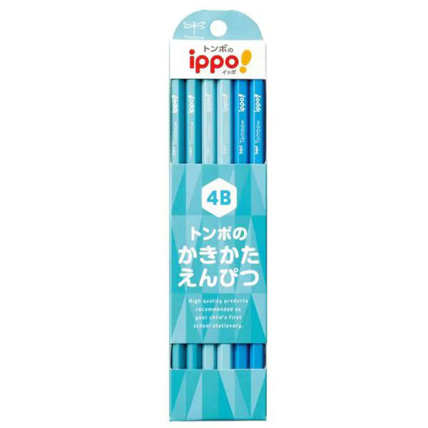 【メール便発送】トンボ鉛筆 ippo! かきかた鉛筆 プレーン ライトブルー 4B 12本入...