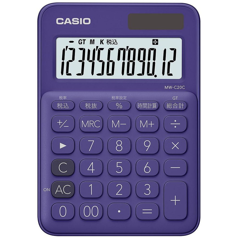カシオ カラフルミニジャスト電卓 12桁 パープル MW-C20C-PL-N 