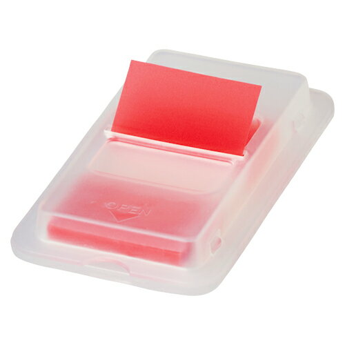 ●しるす　重要なページなどに印をつける。ディスペンサーは、レギュラー、ハーフ、どちらにも対応。●1片寸法：縦44×横25mm●1個枚数：50枚●材質：ふせん＝再生PET，ディスペンサー＝再生プラスチック