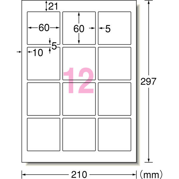 【メール便発送】エーワン ラベルシール 耐水タイプマット紙 A4判 12面 四辺余白付 角丸 20シート 62312 【代引不可】