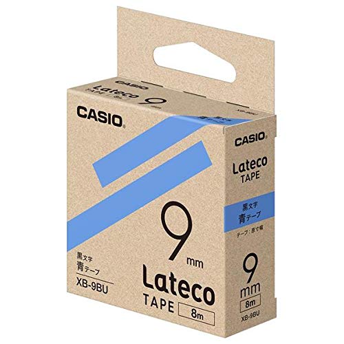 【メール便発送】カシオ ラテコ詰め替え用テープ 9mm 黒文字/青テープ XB-9BU 【代引不可】