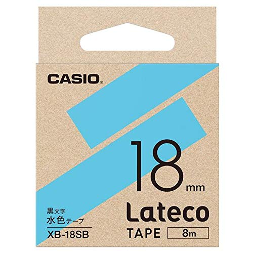 【メール便発送】カシオ ラテコ詰め替え用テープ 18mm 黒文字/水色テープ XB-18SB 【代引不可】